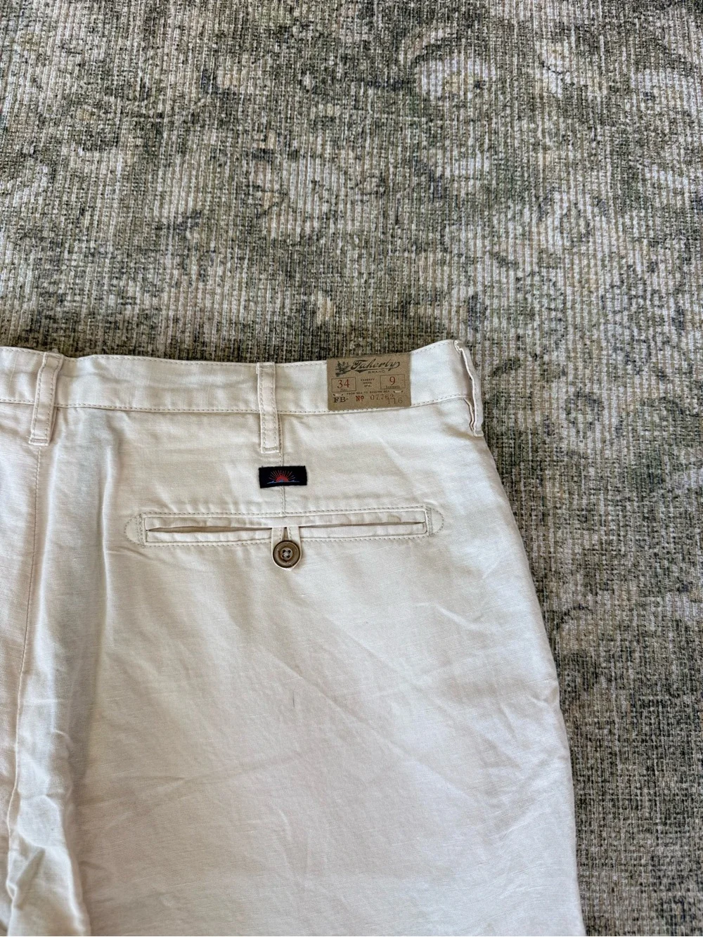 NWT Faherty Men's Malibu Linen & Cotton Chino Shorts Cream Size 34 Coastal